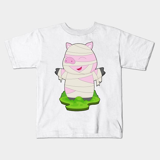 Pig Halloween Mummy Kids T-Shirt by Markus Schnabel